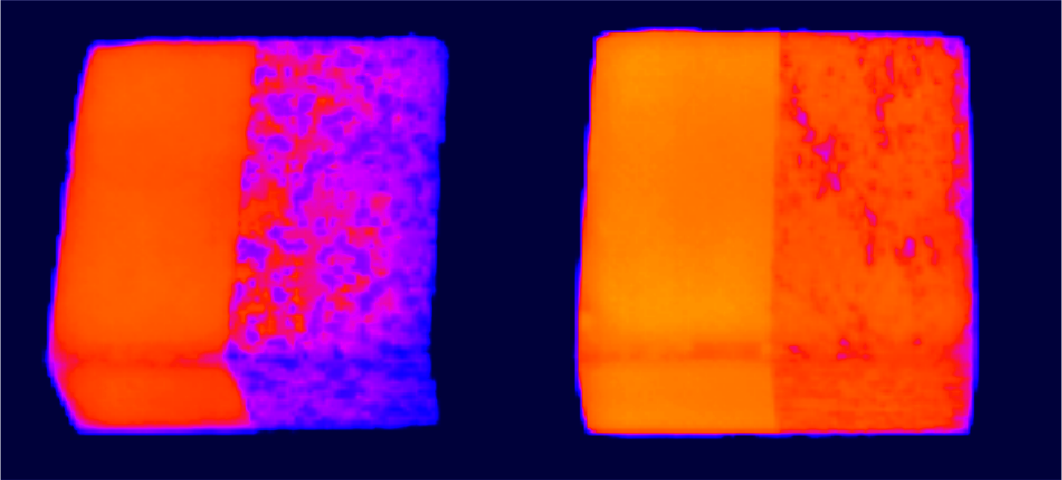 Enlarged view: Infrared camera pictures of a hot rock samples